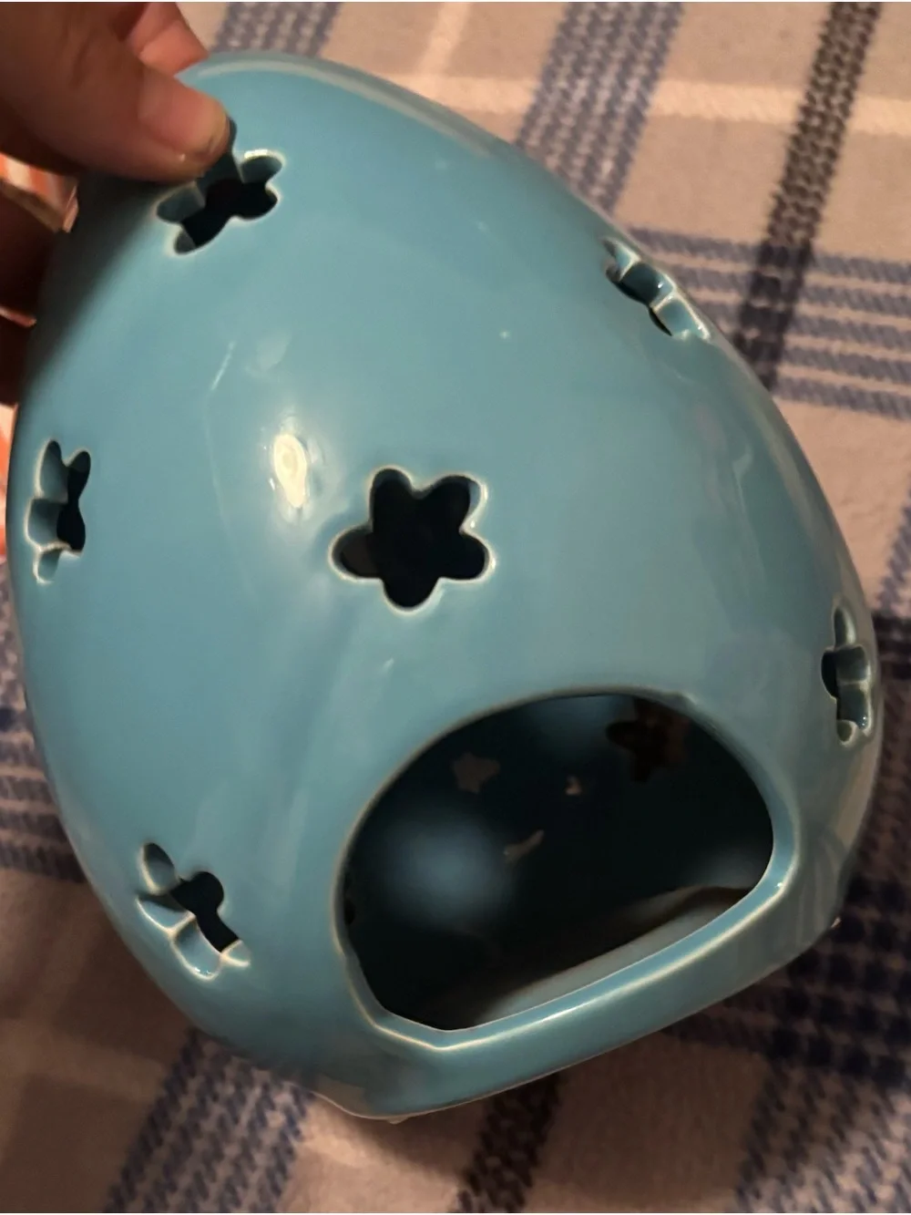 Blue Ceramic Egg Lantern - Home Accents
